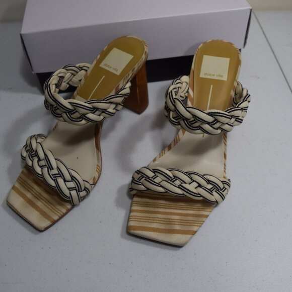 Dolce Vita Paily Sandal Size 8 Slide Square Toe Wooden Block Heel - Picture 2 of 7